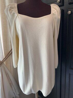 All Worthy Hunter McGrady Puff Sleeve Sweater - Ivory Cream EUC XL